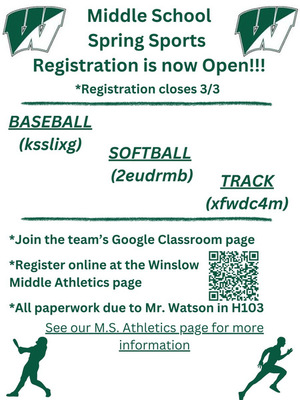 Spring Sports Registration is Now Open!!!